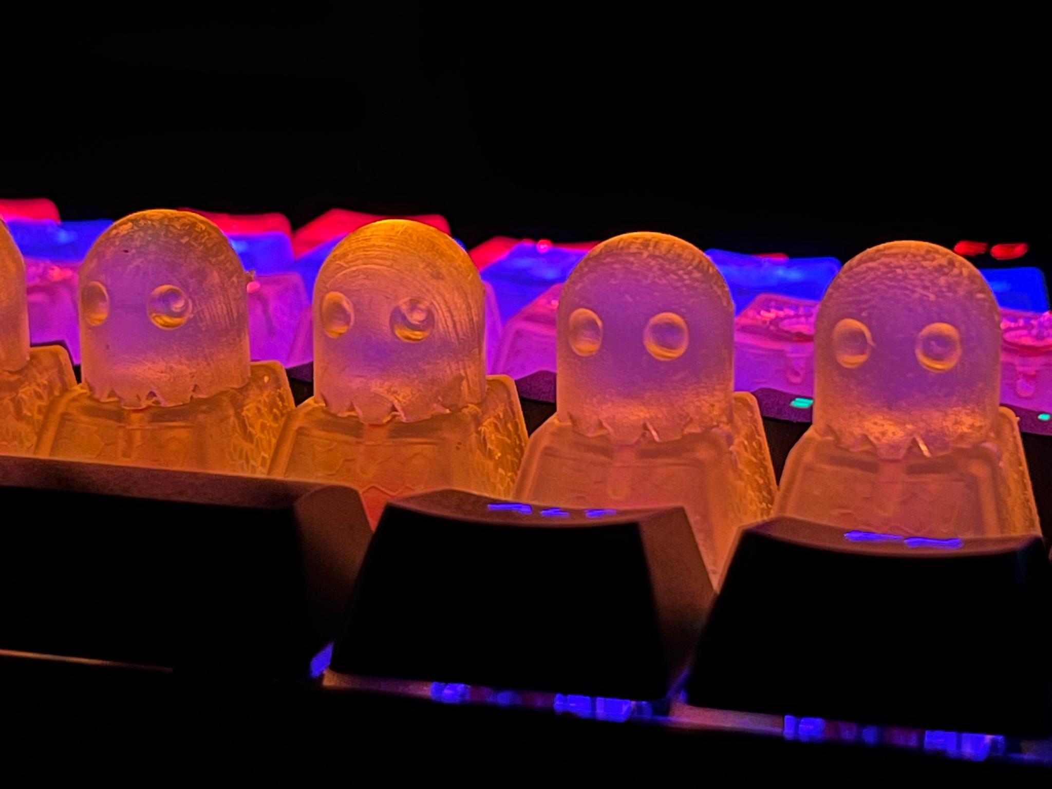Orange Pacman Ghost Keycaps.
