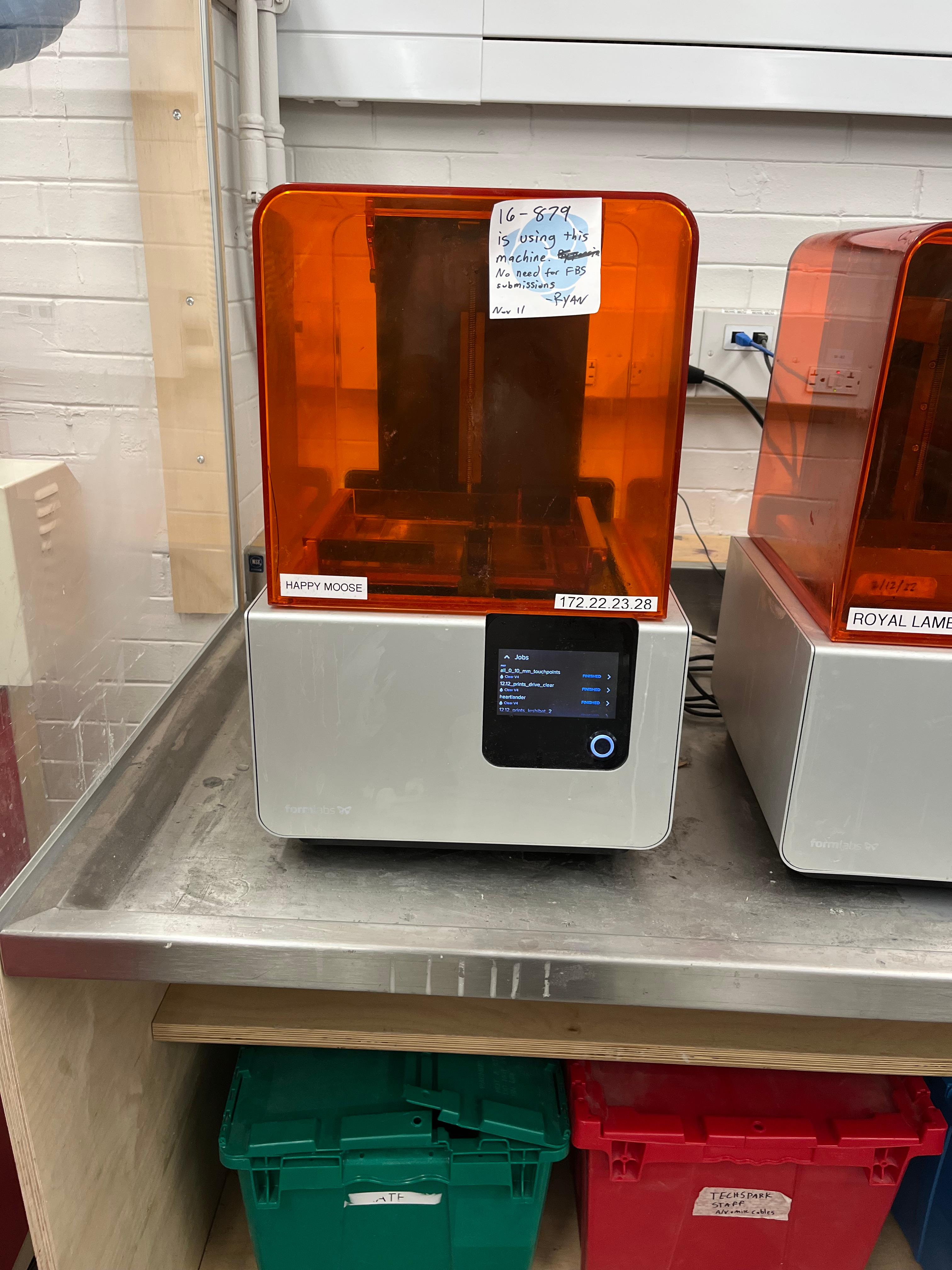 Image of the Form 2 printer available at TechSpark.