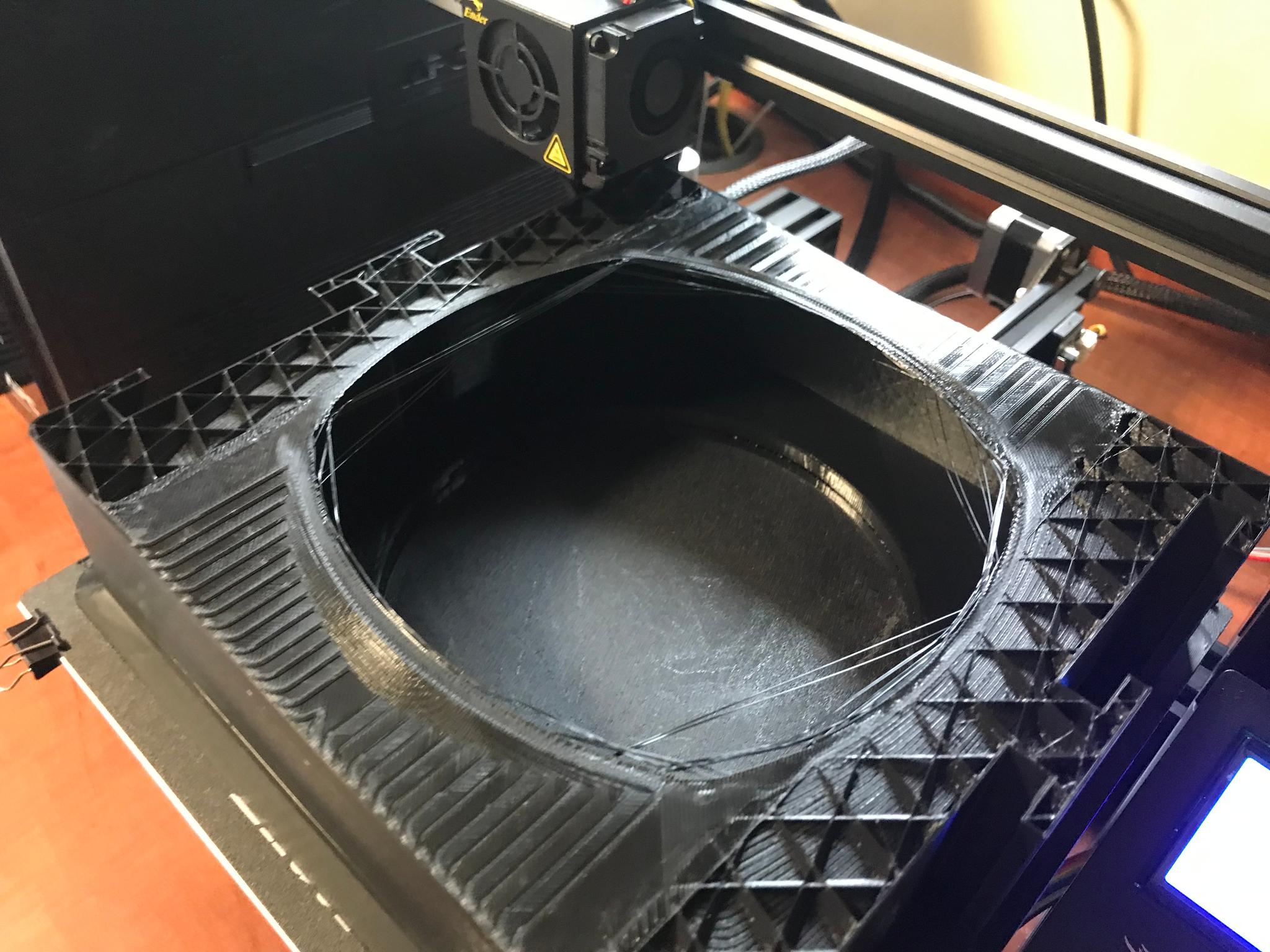 Printing defects during circular portion of funnel.
