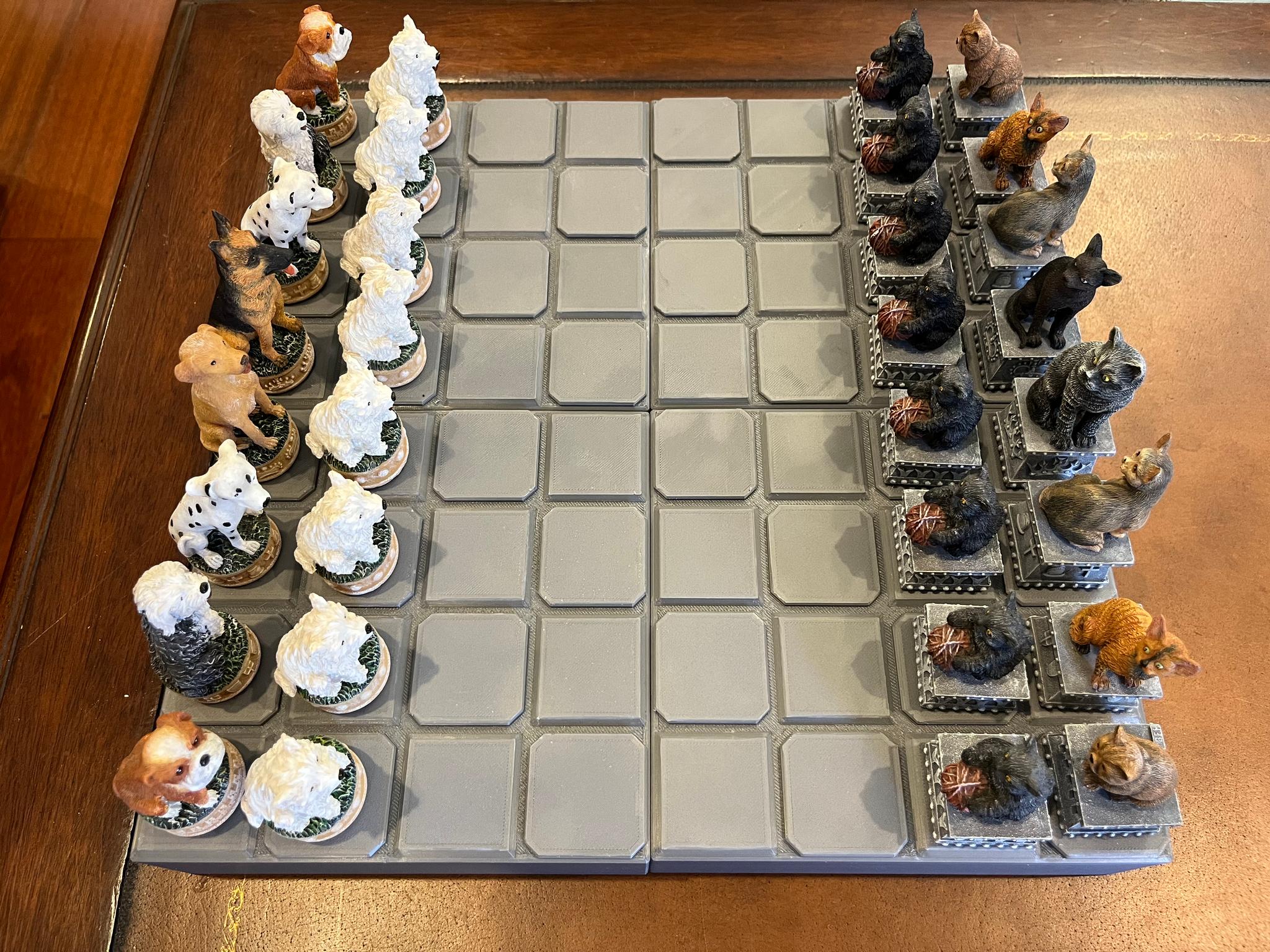 Finished case prints assembled into a chessboard.