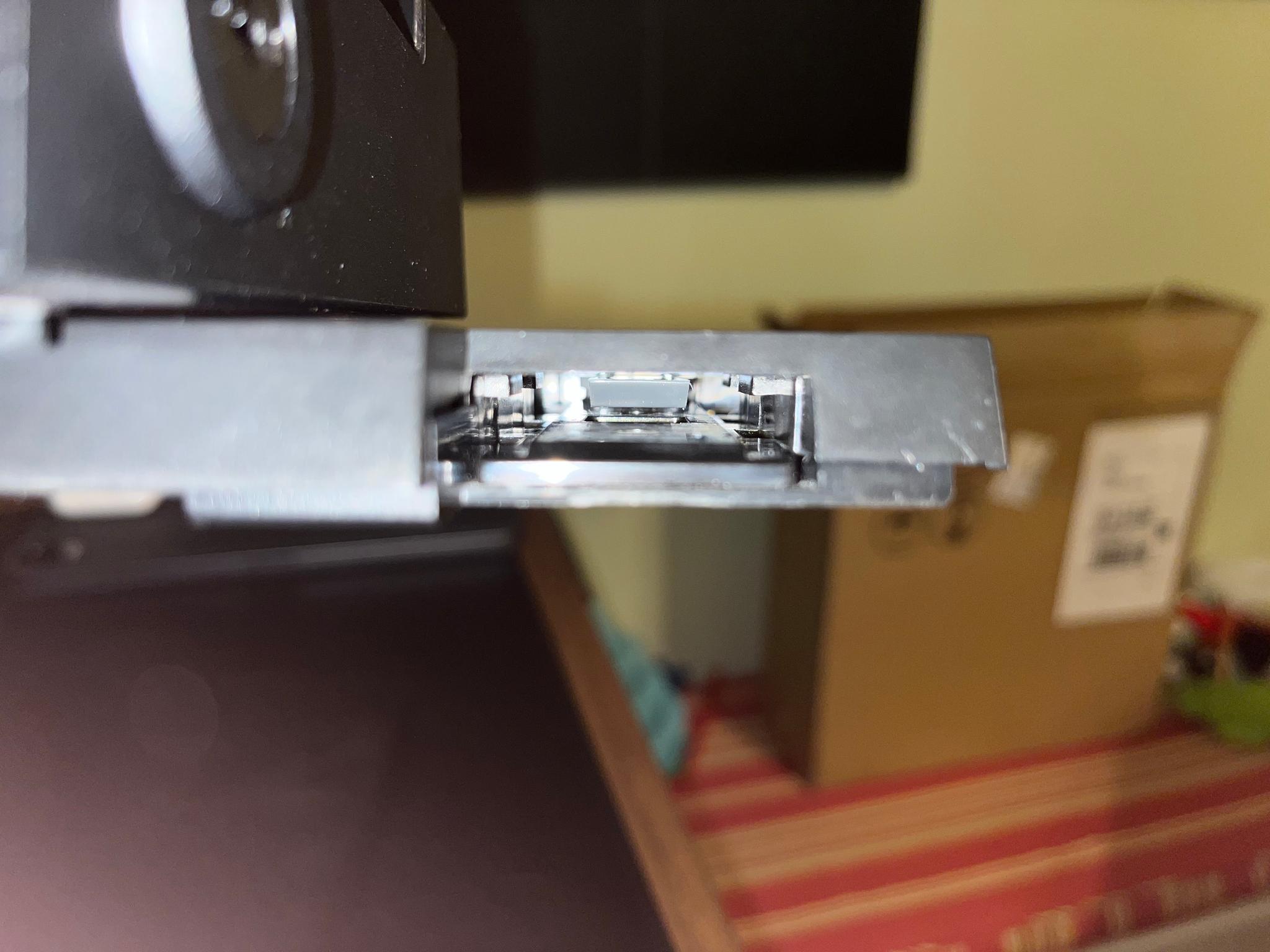 View of insert in laptop stand.