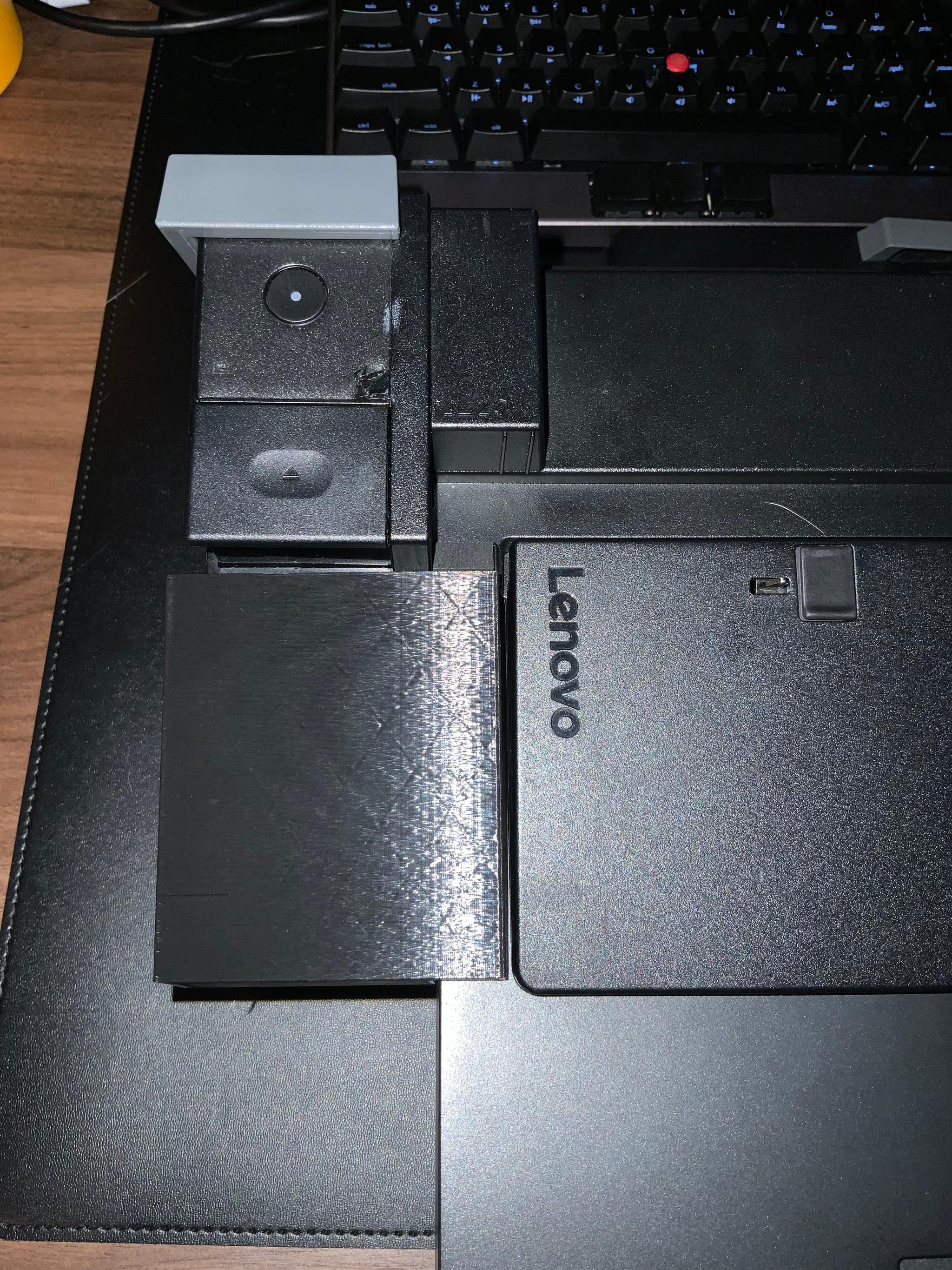 Top view of block attached to thinkpad stand.