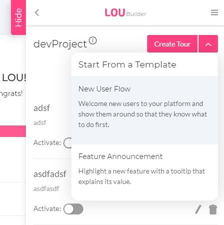 Lou Builder create from template example