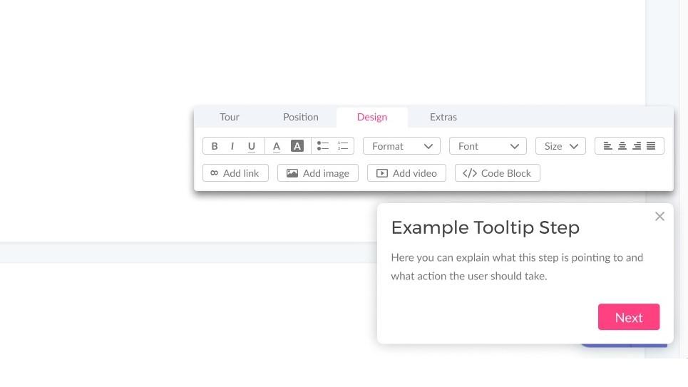 Redesigned experience step toolbar component with updated controls.