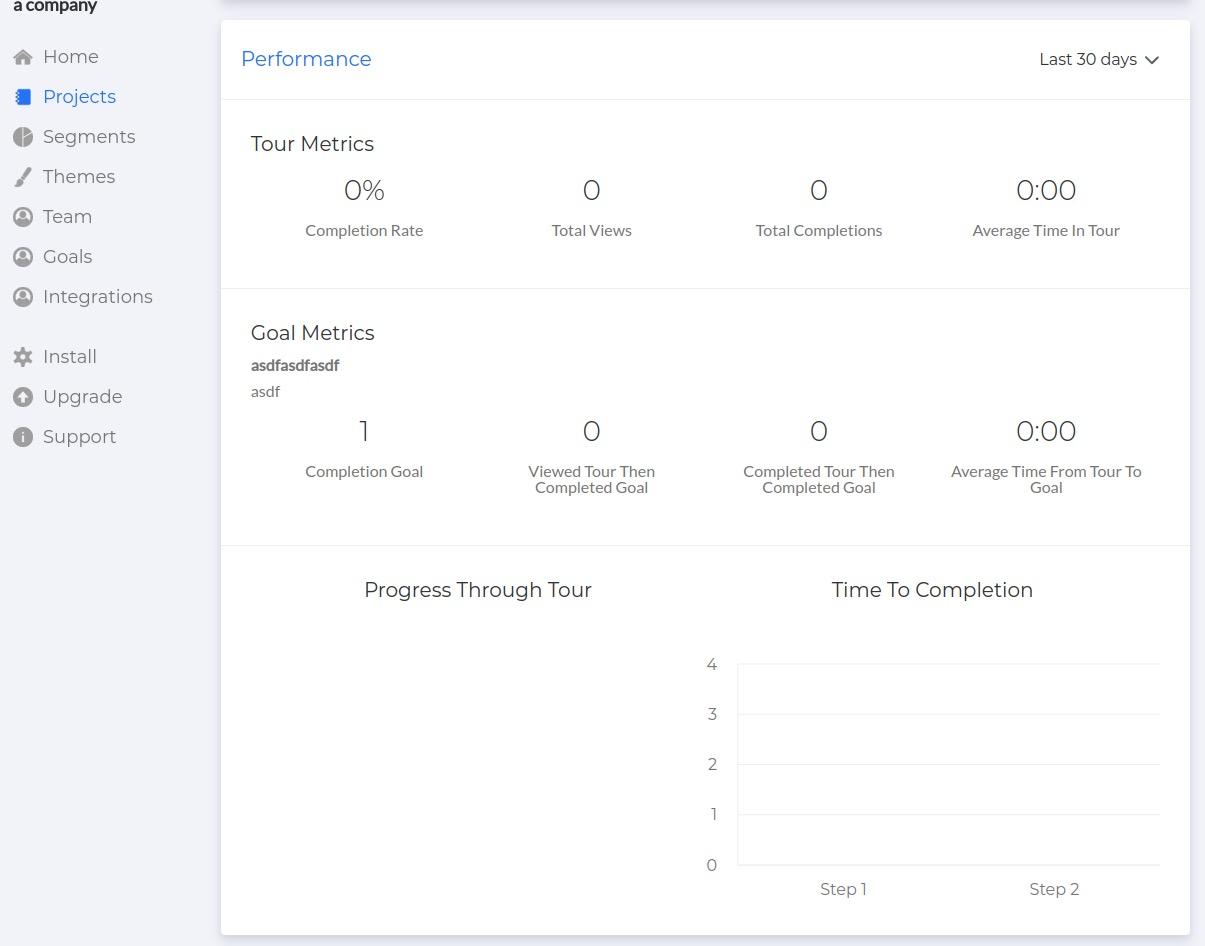 Dashboard page to track analytics associated with Goals.