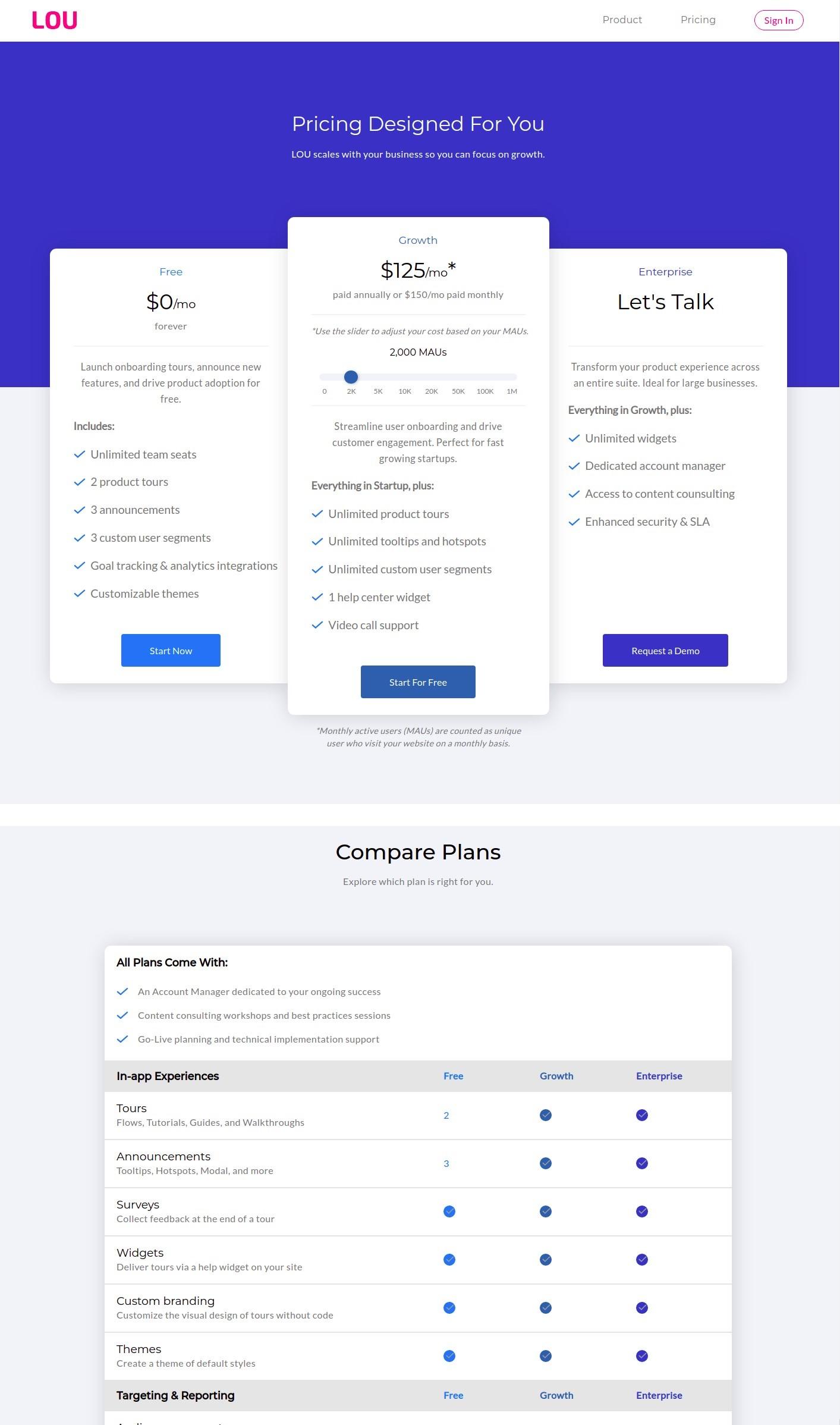 Updated Pricing Page.