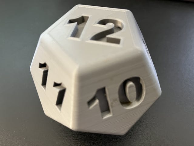 Printed dice from tutorial